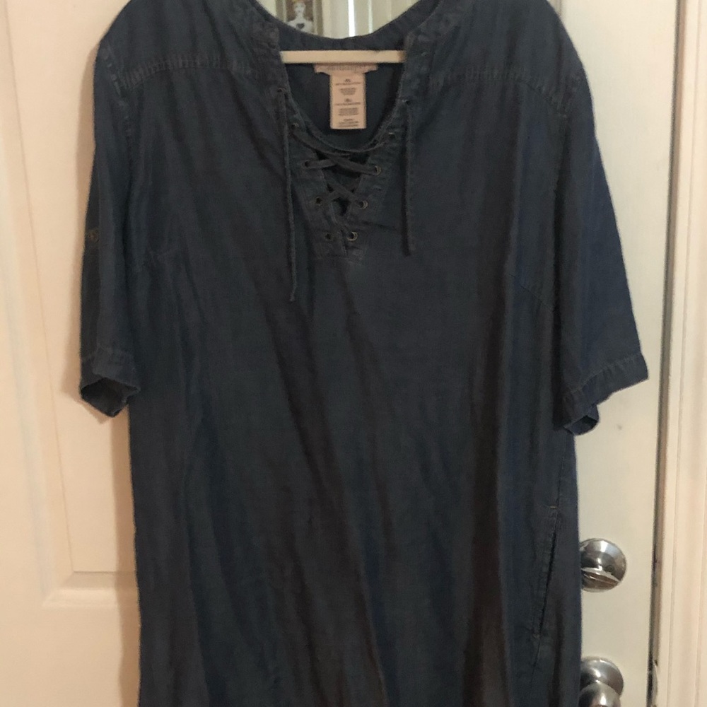 Jean tie up shift dress